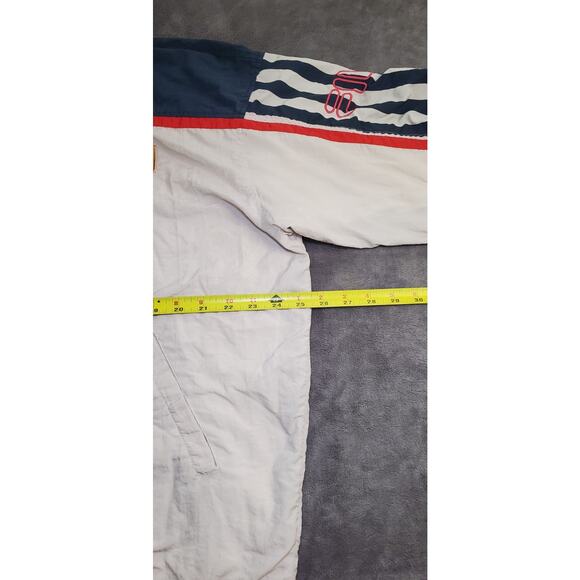 Vintage 80s-90s FILA Sz L White Blue Tracksuit Jacket Windbreaker Full Zip C23 - Picture 3 of 9